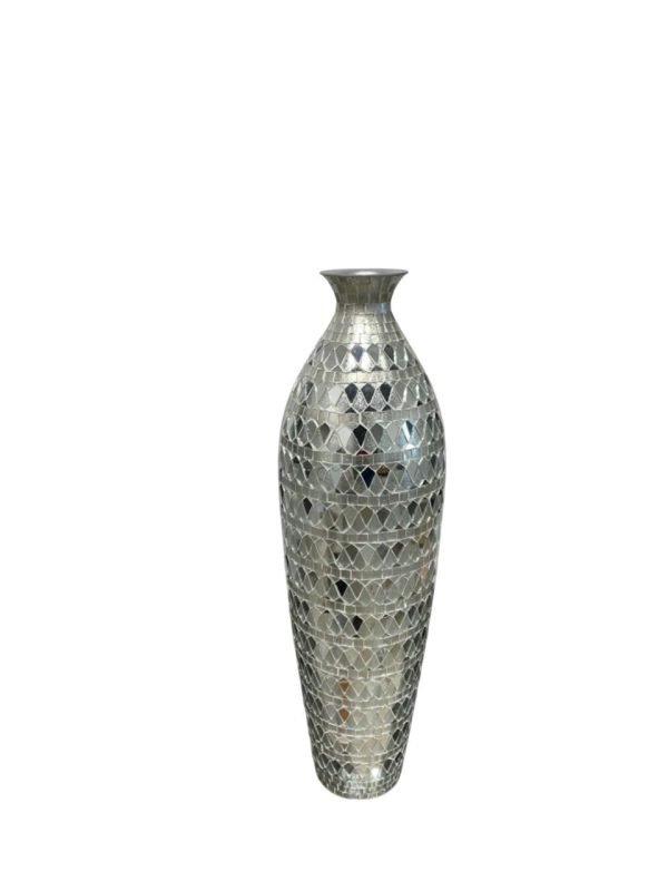 Silver Mirror Mosaic Tile Statement Vase